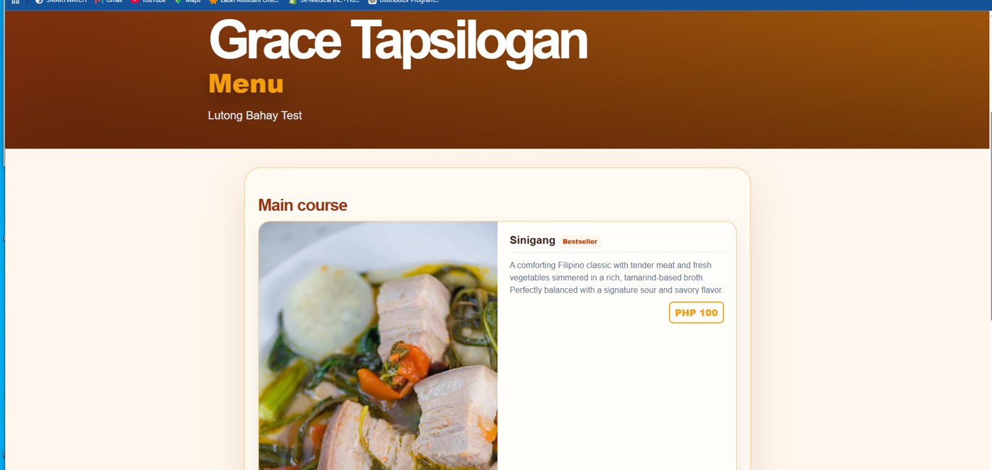 Grace Tapsilogan digital menu